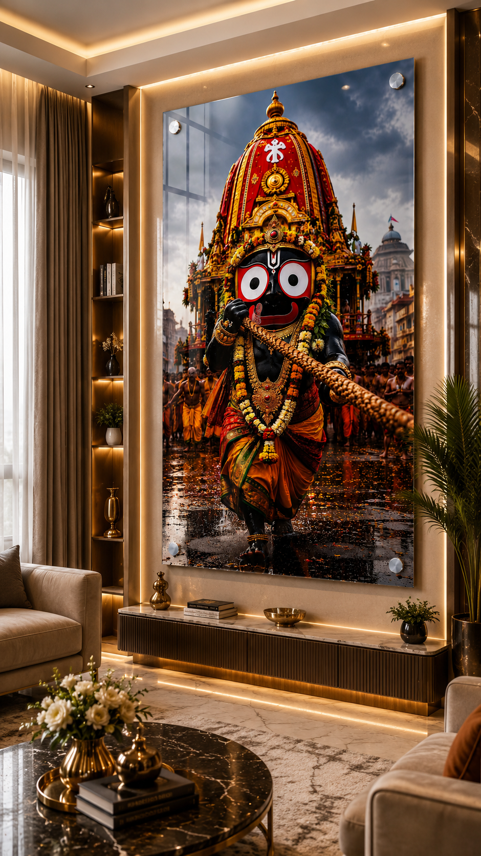 Jagannath Ji Premium Acrylic Wall Painting | Puri Rath Yatra Religious Art for Home & Office