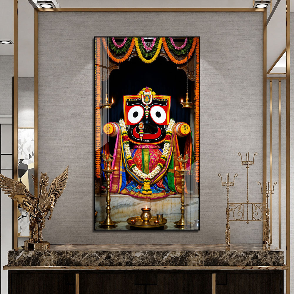 Lord Jagannath Acrylic Painting Wall Art, Puri Jagannath Devotional Artwork for Home and Temple Decoration