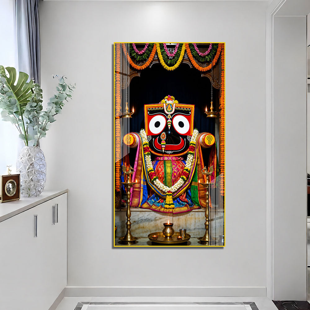 Lord Jagannath Acrylic Painting Wall Art, Puri Jagannath Devotional Artwork for Home and Temple Decoration