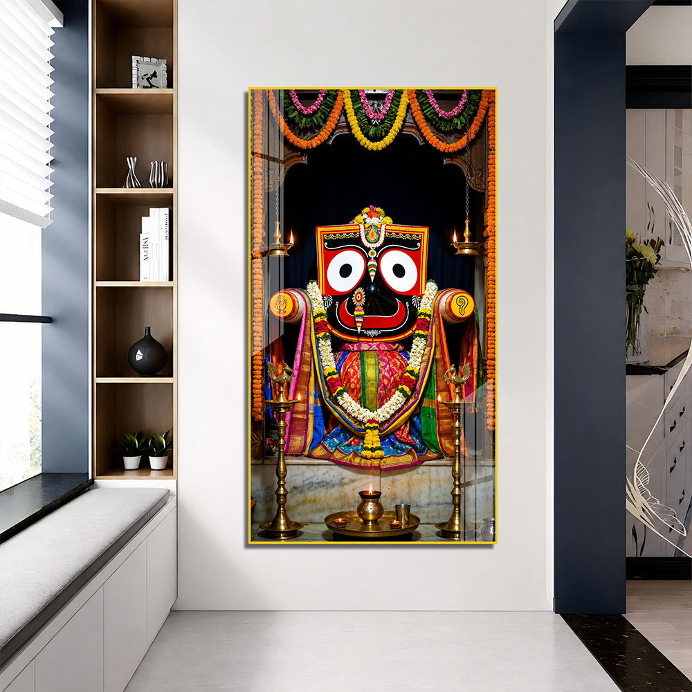Lord Jagannath Acrylic Painting Wall Art, Puri Jagannath Devotional Artwork for Home and Temple Decoration