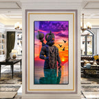 Lord Hanuman Acrylic Painting Wall Art Hindu Religious Spiritual Artwork for Home Temple Living Room