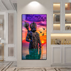 Lord Hanuman Acrylic Painting Wall Art Hindu Religious Spiritual Artwork for Home Temple Living Room