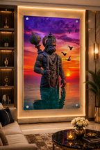 Lord Hanuman Acrylic Painting Wall Art Hindu Religious Spiritual Artwork for Home Temple Living Room