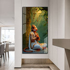 Bajrangbali Lord Hanuman Acrylic Wall Art Meditating Hindu Religious Painting Spiritual Devotional Artwork