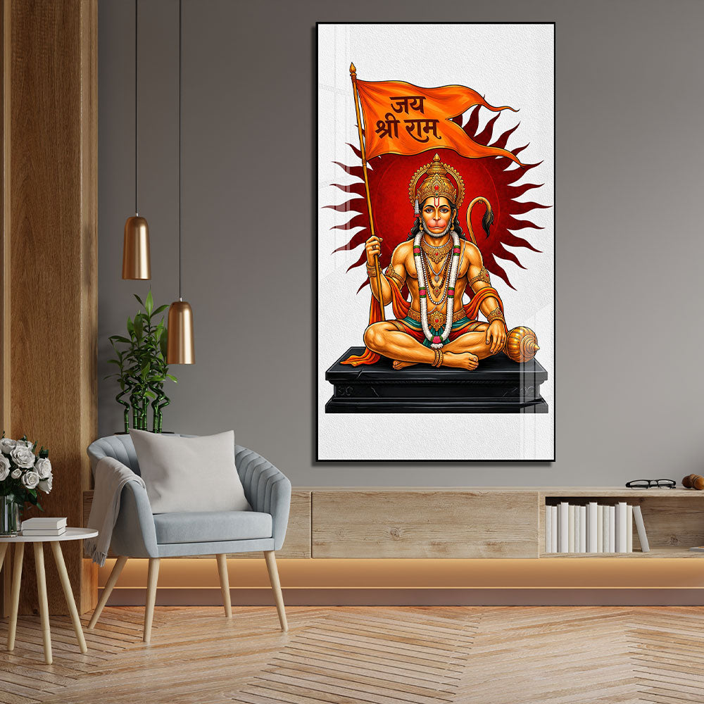 Jai Shri Ram Hanuman Ji Acrylic Painting for Home Temple and Living Room Wall