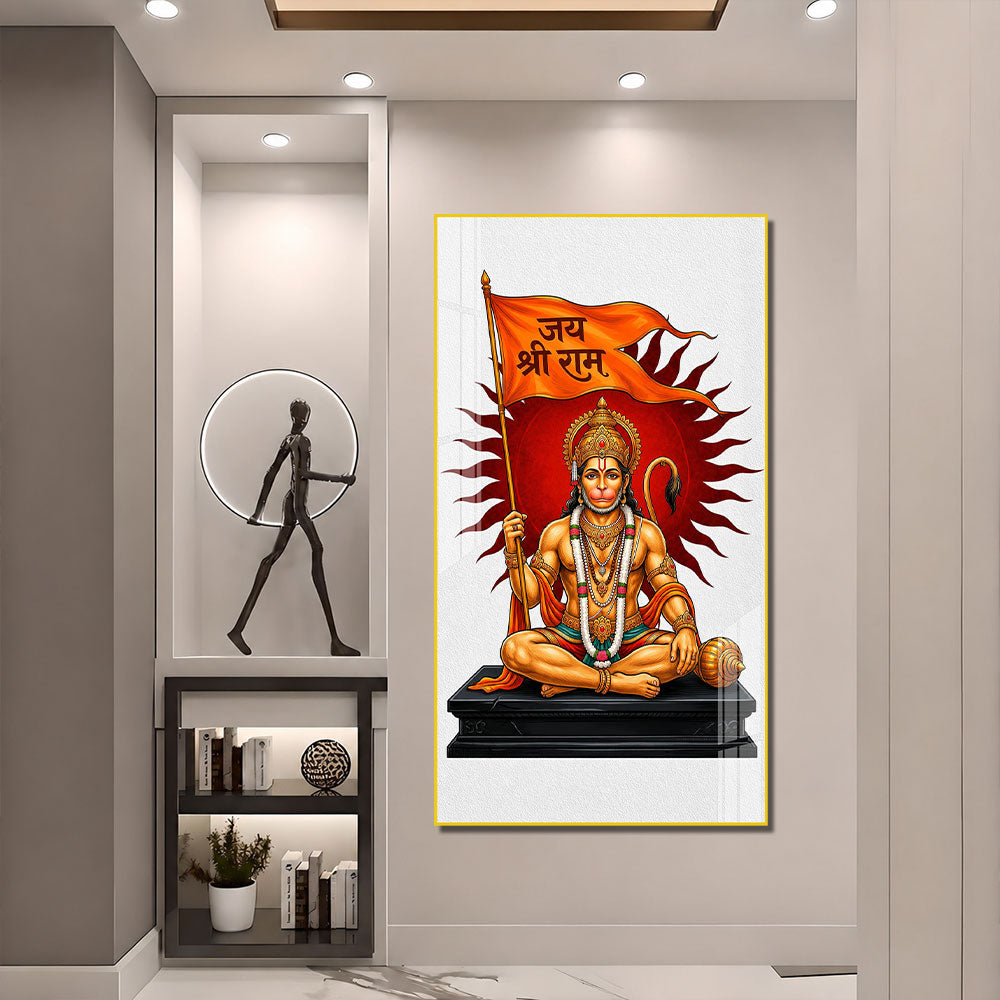 Jai Shri Ram Hanuman Ji Acrylic Painting for Home Temple and Living Room Wall