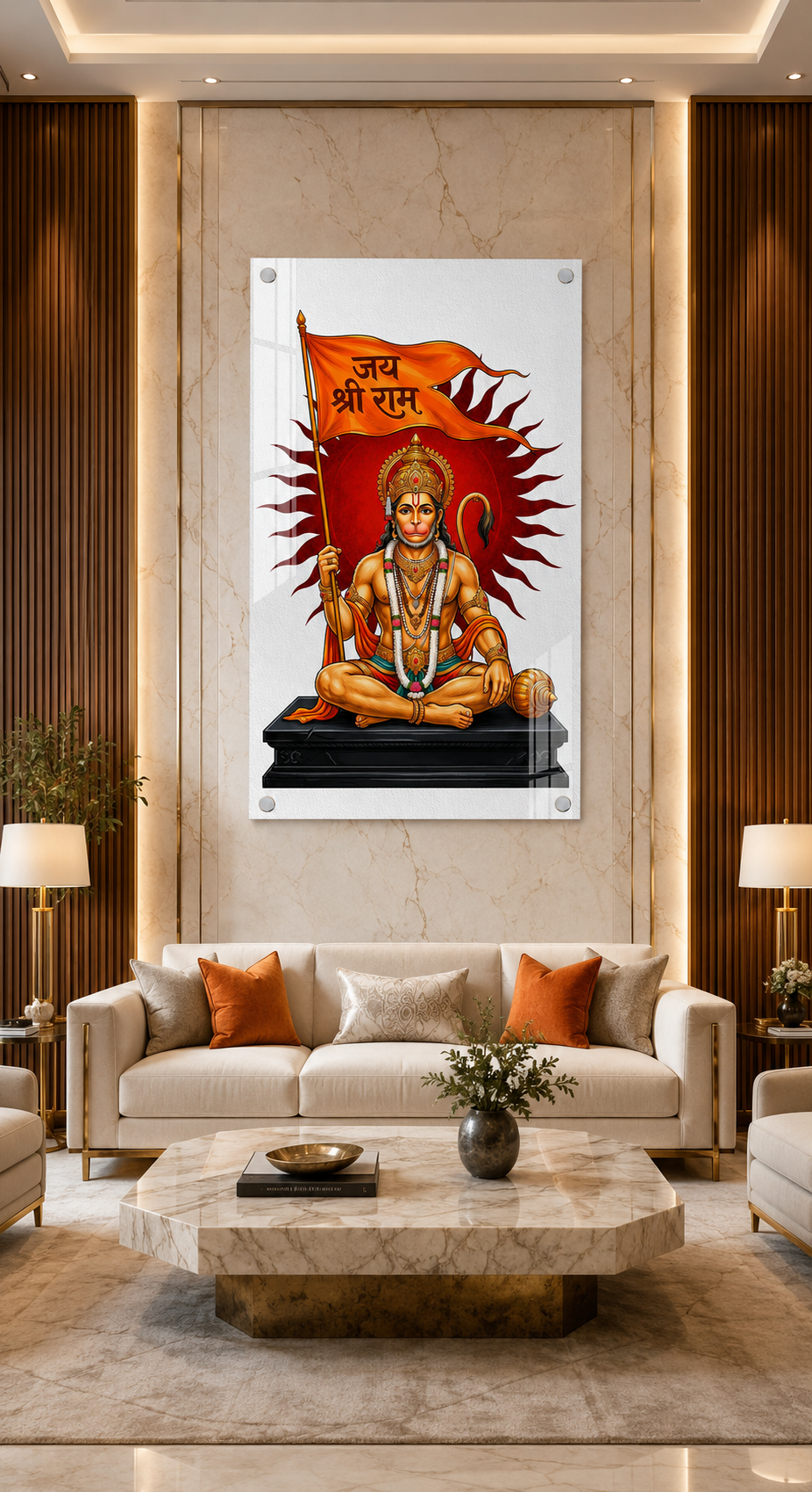 Jai Shri Ram Hanuman Ji Acrylic Painting for Home Temple and Living Room Wall