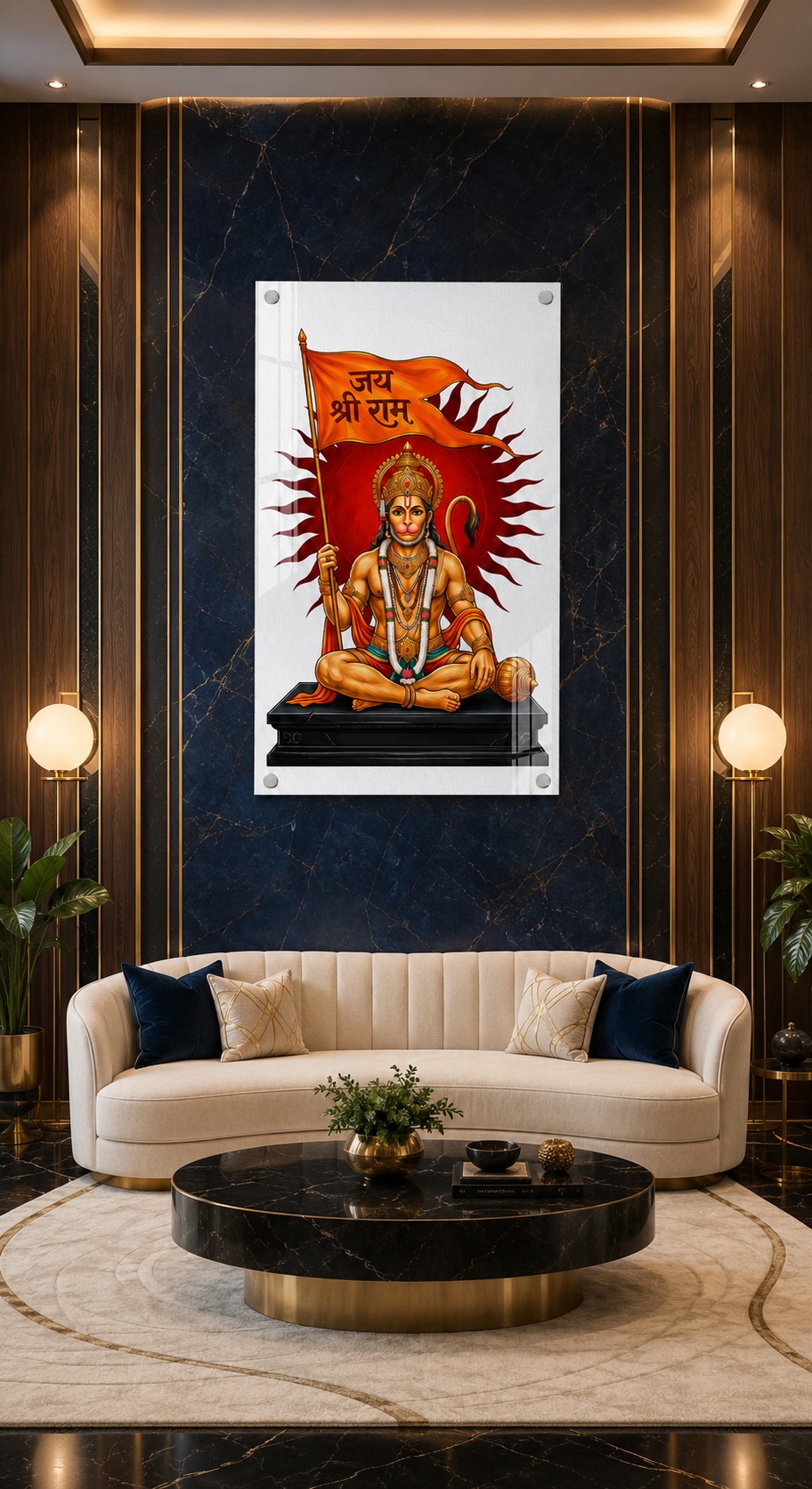 Jai Shri Ram Hanuman Ji Acrylic Painting for Home Temple and Living Room Wall