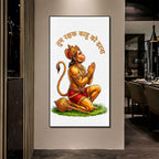 Lord Hanuman Prayer Pose Acrylic Wall Painting for Religious Home Decoration