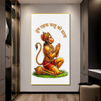 Lord Hanuman Prayer Pose Acrylic Wall Painting for Religious Home Decoration