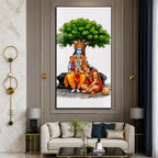 Lord Rama Blessing Devotee Hanuman Ji Acrylic Wall Painting for Meditation Room