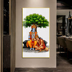 Lord Rama Blessing Devotee Hanuman Ji Acrylic Wall Painting for Meditation Room