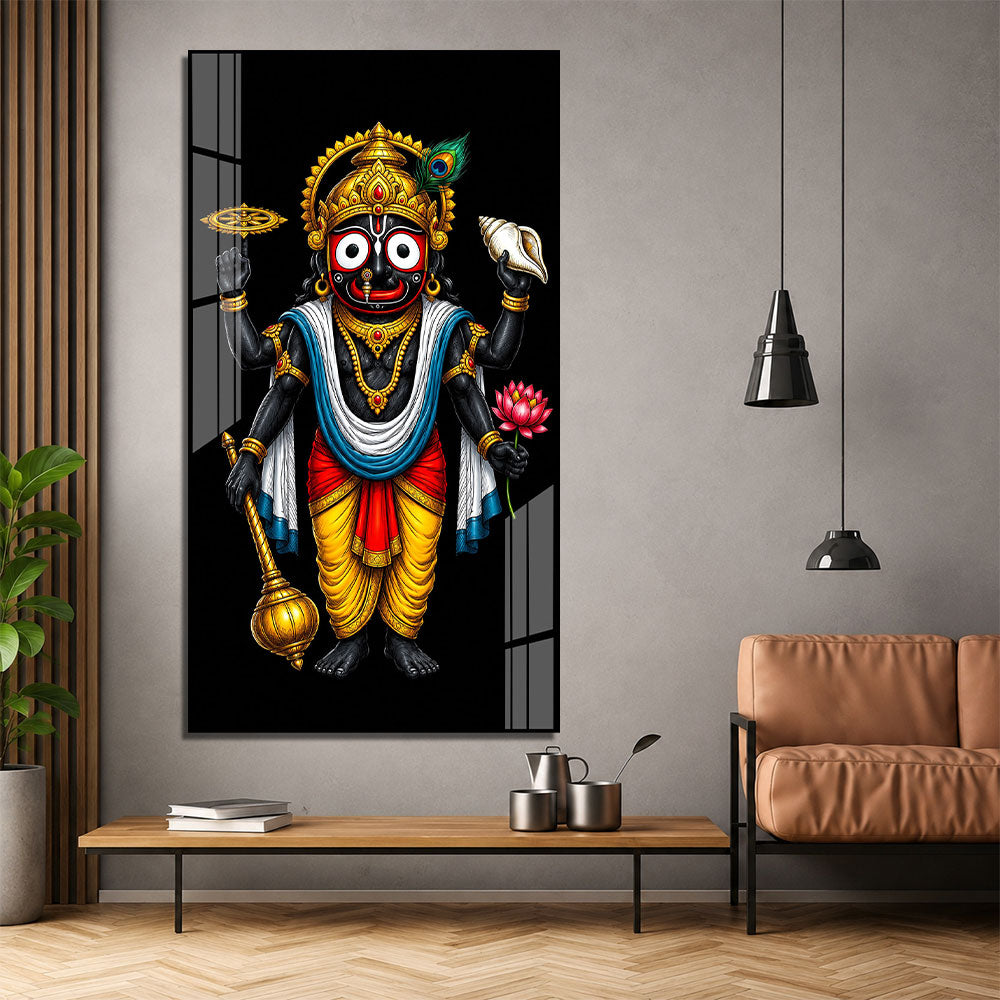 Lord Jagannath Premium Acrylic Wall Painting for Living Room and Home Temple Decor
