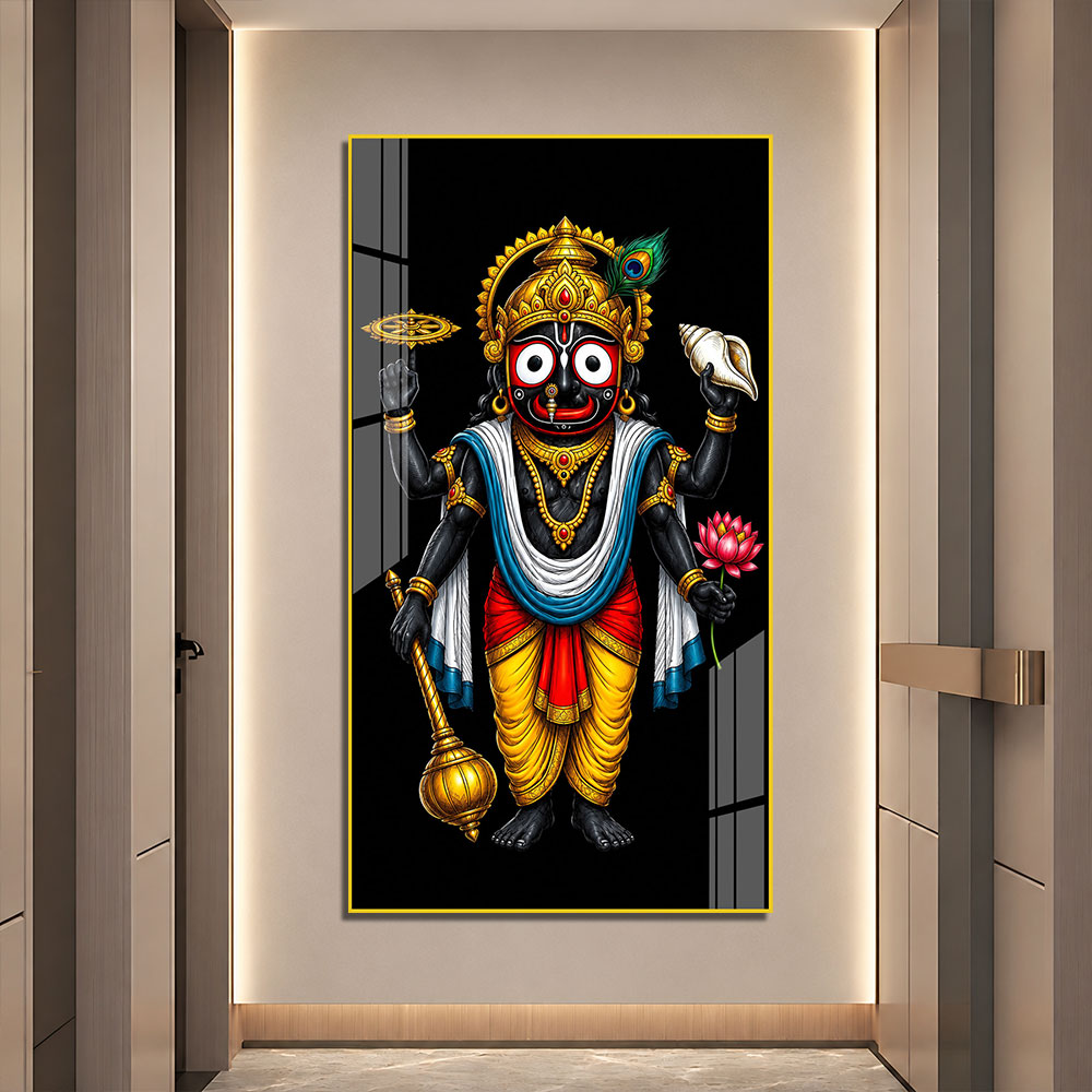 Lord Jagannath Premium Acrylic Wall Painting for Living Room and Home Temple Decor