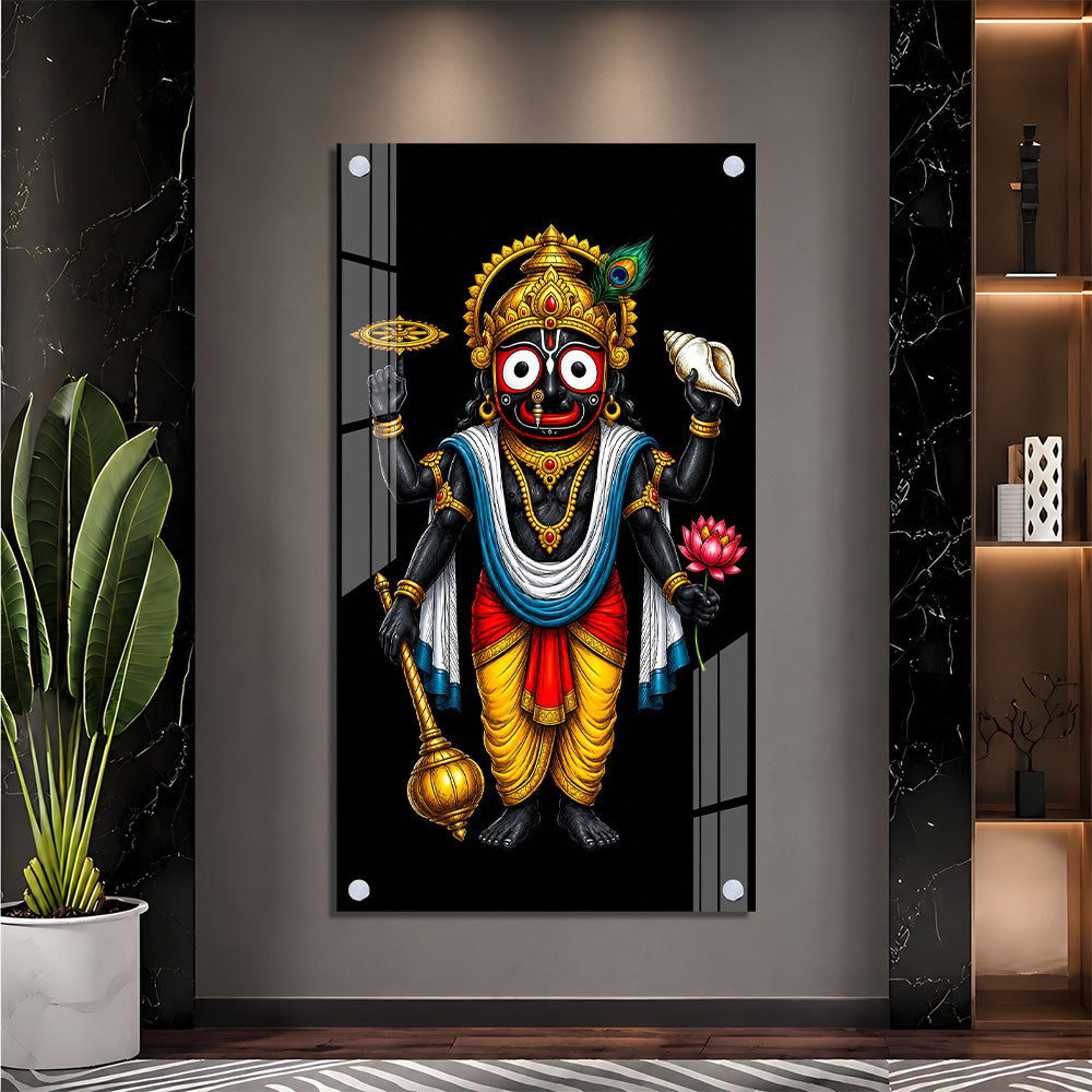 Lord Jagannath Premium Acrylic Wall Painting for Living Room and Home Temple Decor