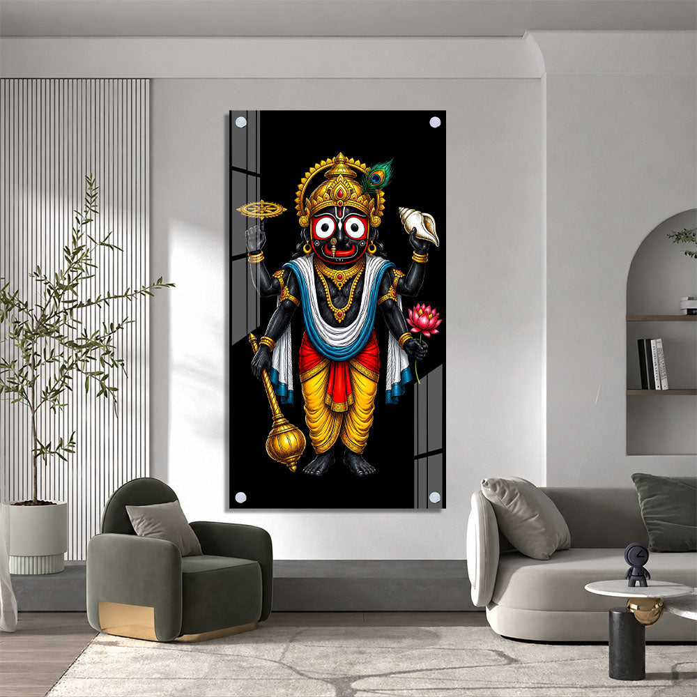 Lord Jagannath Premium Acrylic Wall Painting for Living Room and Home Temple Decor