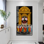 Lord Jagannath Grand Temple Darshan Acrylic Wall Painting for Meditation Room