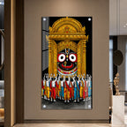 Lord Jagannath Grand Temple Darshan Acrylic Wall Painting for Meditation Room