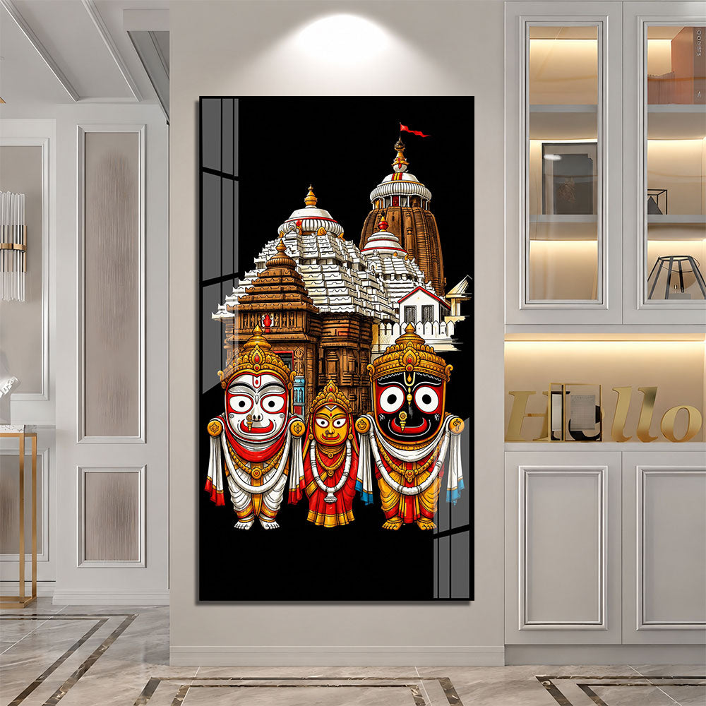 Lord Jagannath Balabhadra Subhadra Premium Acrylic Wall Painting for Home Decor