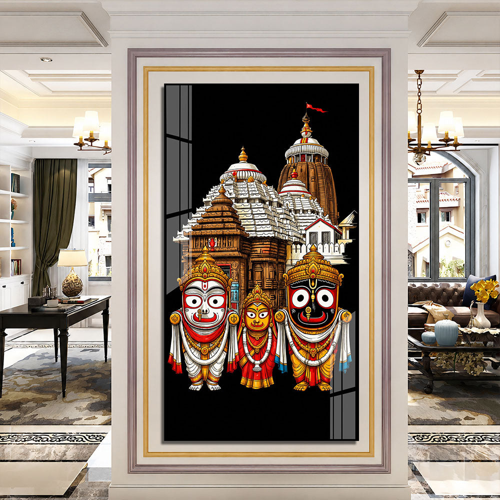 Lord Jagannath Balabhadra Subhadra Premium Acrylic Wall Painting for Home Decor