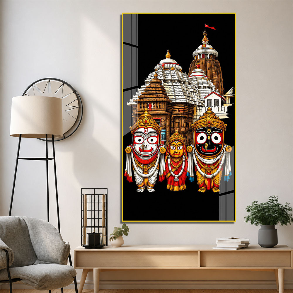 Lord Jagannath Balabhadra Subhadra Premium Acrylic Wall Painting for Home Decor