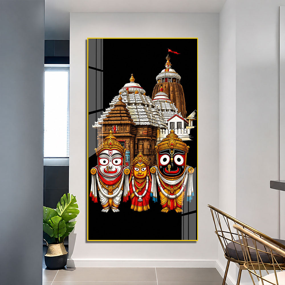 Lord Jagannath Balabhadra Subhadra Premium Acrylic Wall Painting for Home Decor
