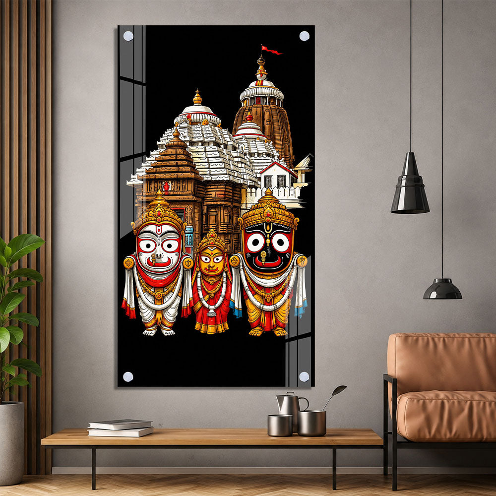 Lord Jagannath Balabhadra Subhadra Premium Acrylic Wall Painting for Home Decor