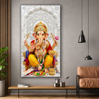 Lord Ganesha with Modak Premium Acrylic Wall Painting for Living Room Home Decor