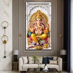 Majestic Ganesh Ji Premium Acrylic Wall Painting for Home and Office Decoration