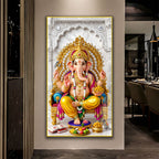 Majestic Ganesh Ji Premium Acrylic Wall Painting for Home and Office Decoration