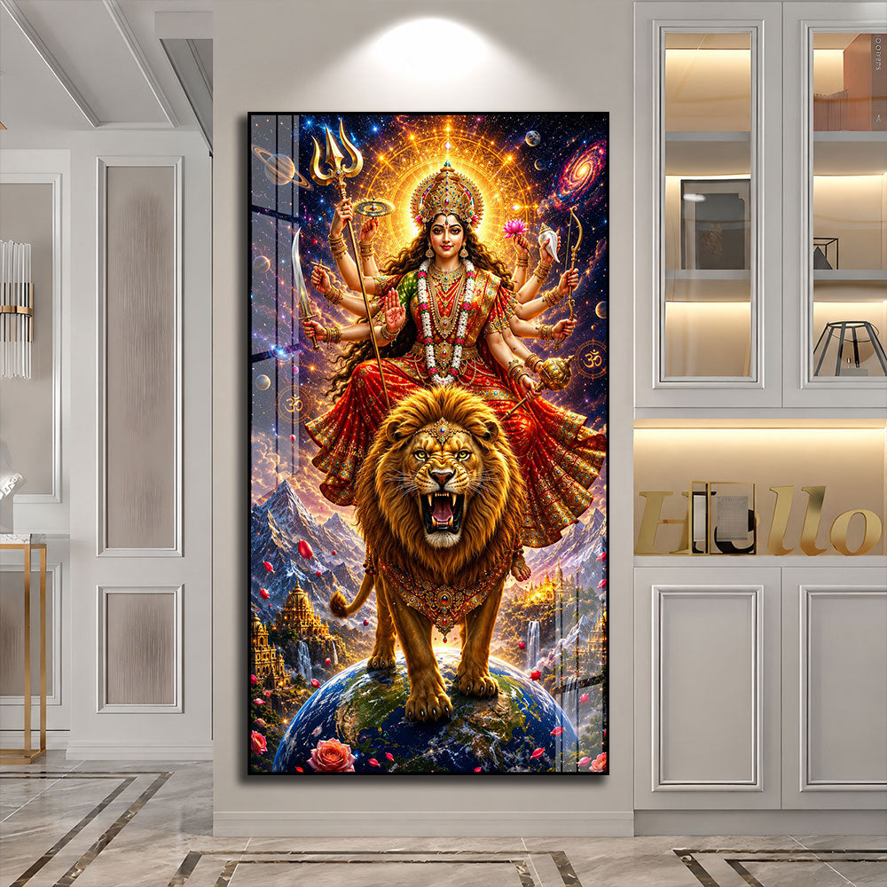 Goddess Durga Cosmic Avatar Premium Acrylic Wall Art for Home and Office Decor