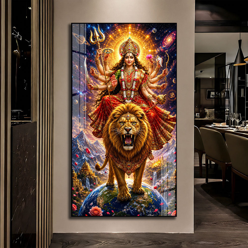 Goddess Durga Cosmic Avatar Premium Acrylic Wall Art for Home and Office Decor