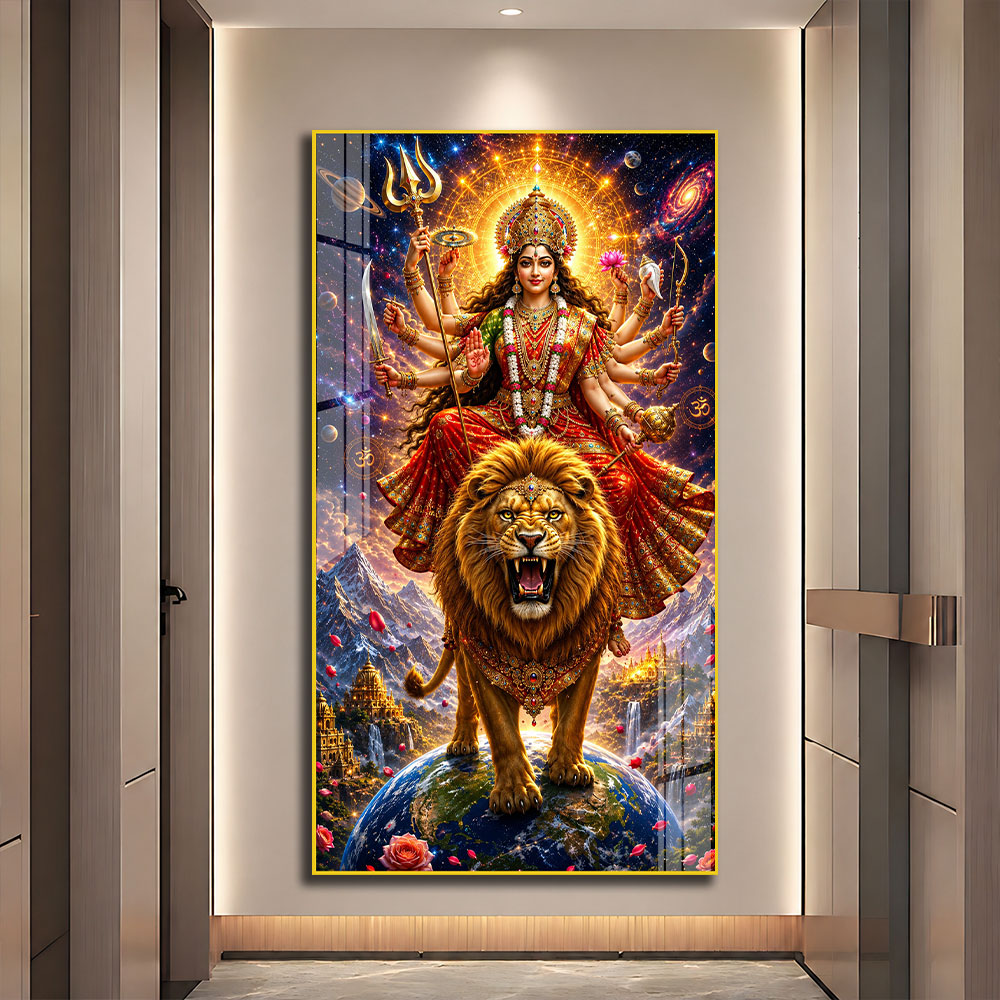 Goddess Durga Cosmic Avatar Premium Acrylic Wall Art for Home and Office Decor