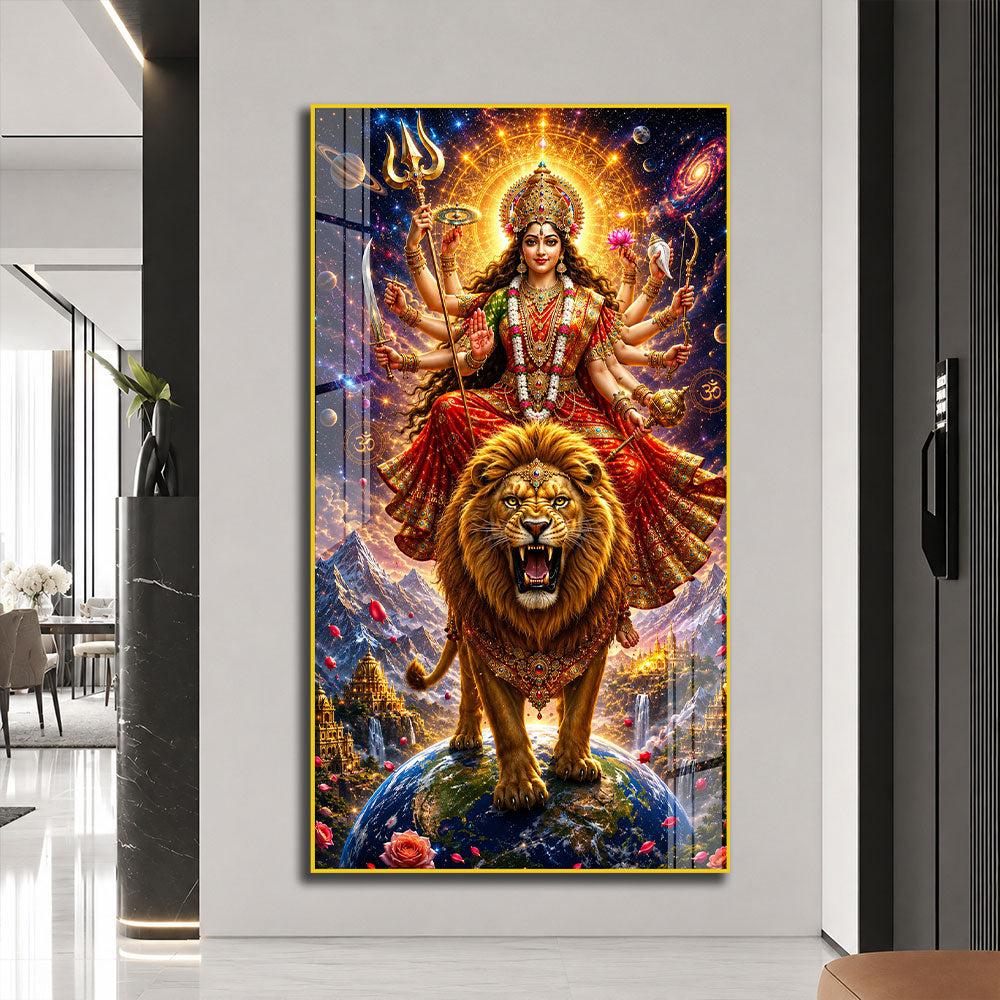 Goddess Durga Cosmic Avatar Premium Acrylic Wall Art for Home and Office Decor