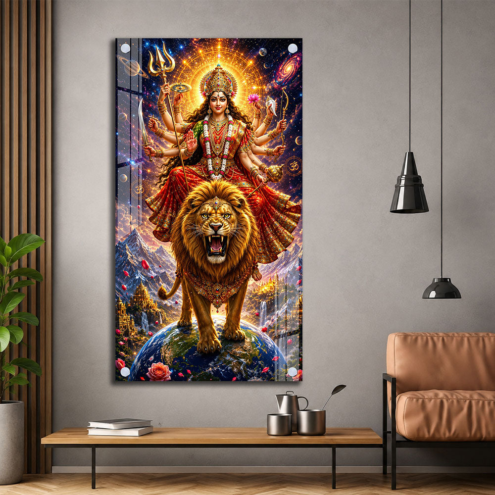 Goddess Durga Cosmic Avatar Premium Acrylic Wall Art for Home and Office Decor