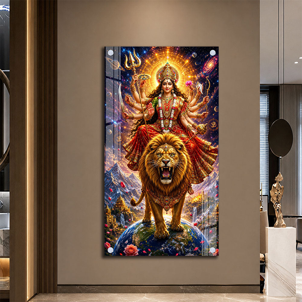 Goddess Durga Cosmic Avatar Premium Acrylic Wall Art for Home and Office Decor