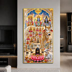 Hindu Gods Brahma Vishnu Mahesh Acrylic Painting with Sacred Kamdhenu Cow
