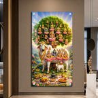 Divine Kamdhenu Mata with Brahma Vishnu Mahesh Acrylic Painting for Home Decor