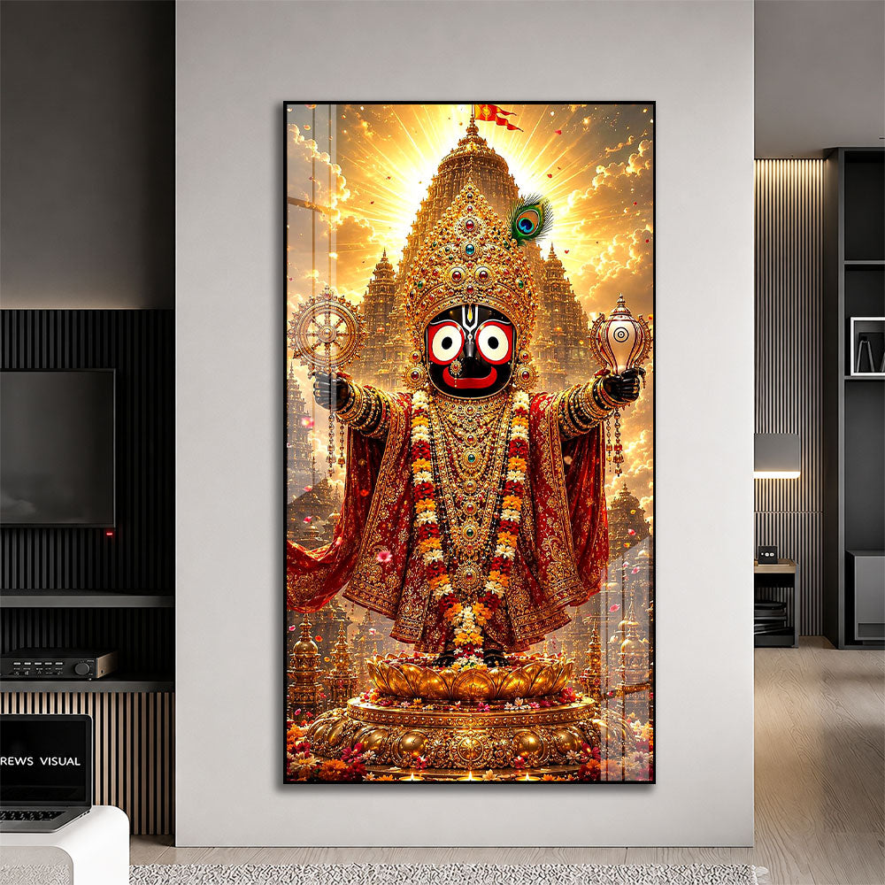 Hindu God Lord Jagannath Premium Acrylic Wall Art for Living Room Decoration