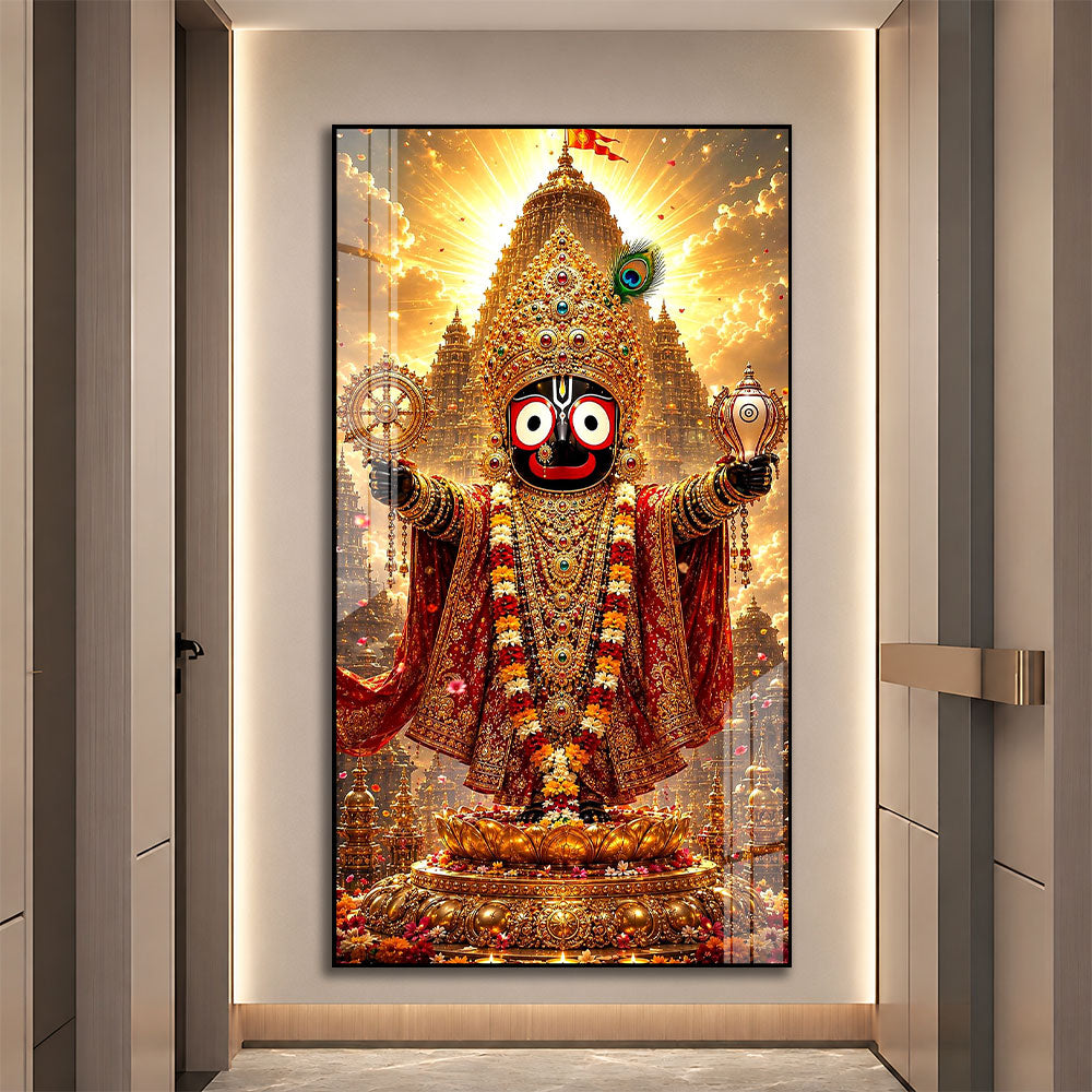 Hindu God Lord Jagannath Premium Acrylic Wall Art for Living Room Decoration