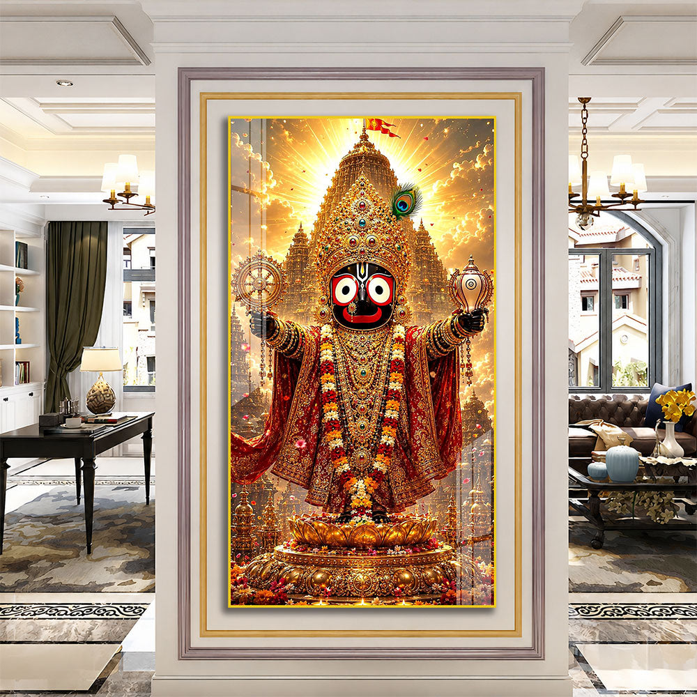 Hindu God Lord Jagannath Premium Acrylic Wall Art for Living Room Decoration