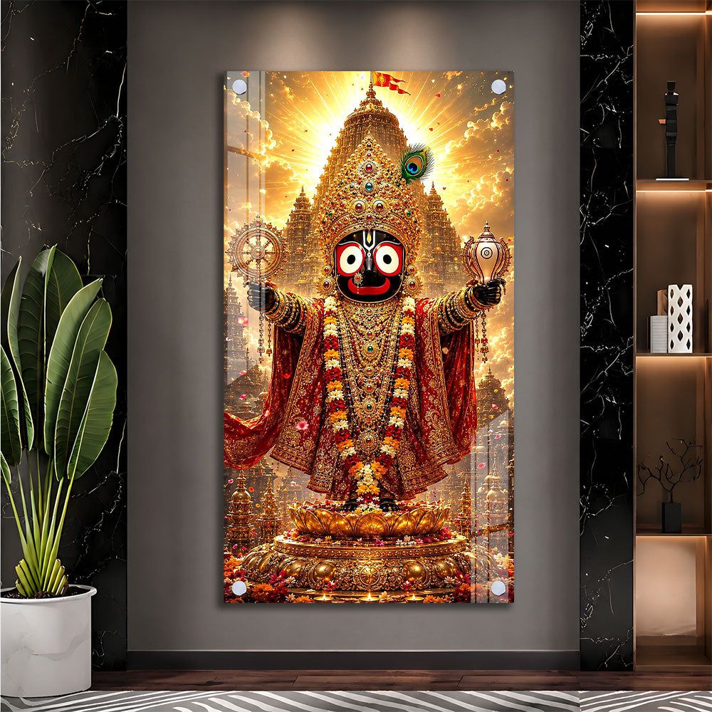 Hindu God Lord Jagannath Premium Acrylic Wall Art for Living Room Decoration