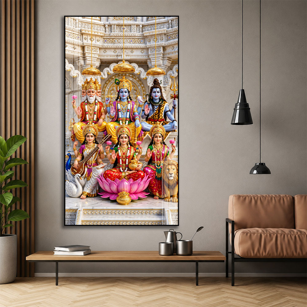 Divine Hindu Deities Premium Acrylic Wall Painting for Home and Office Decor