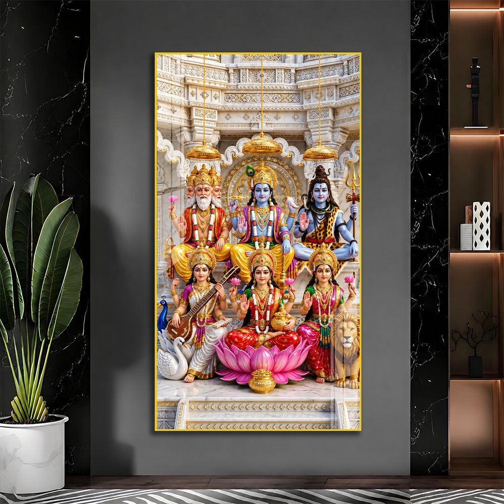Divine Hindu Deities Premium Acrylic Wall Painting for Home and Office Decor