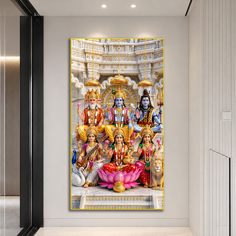 Divine Hindu Deities Premium Acrylic Wall Painting for Home and Office Decor