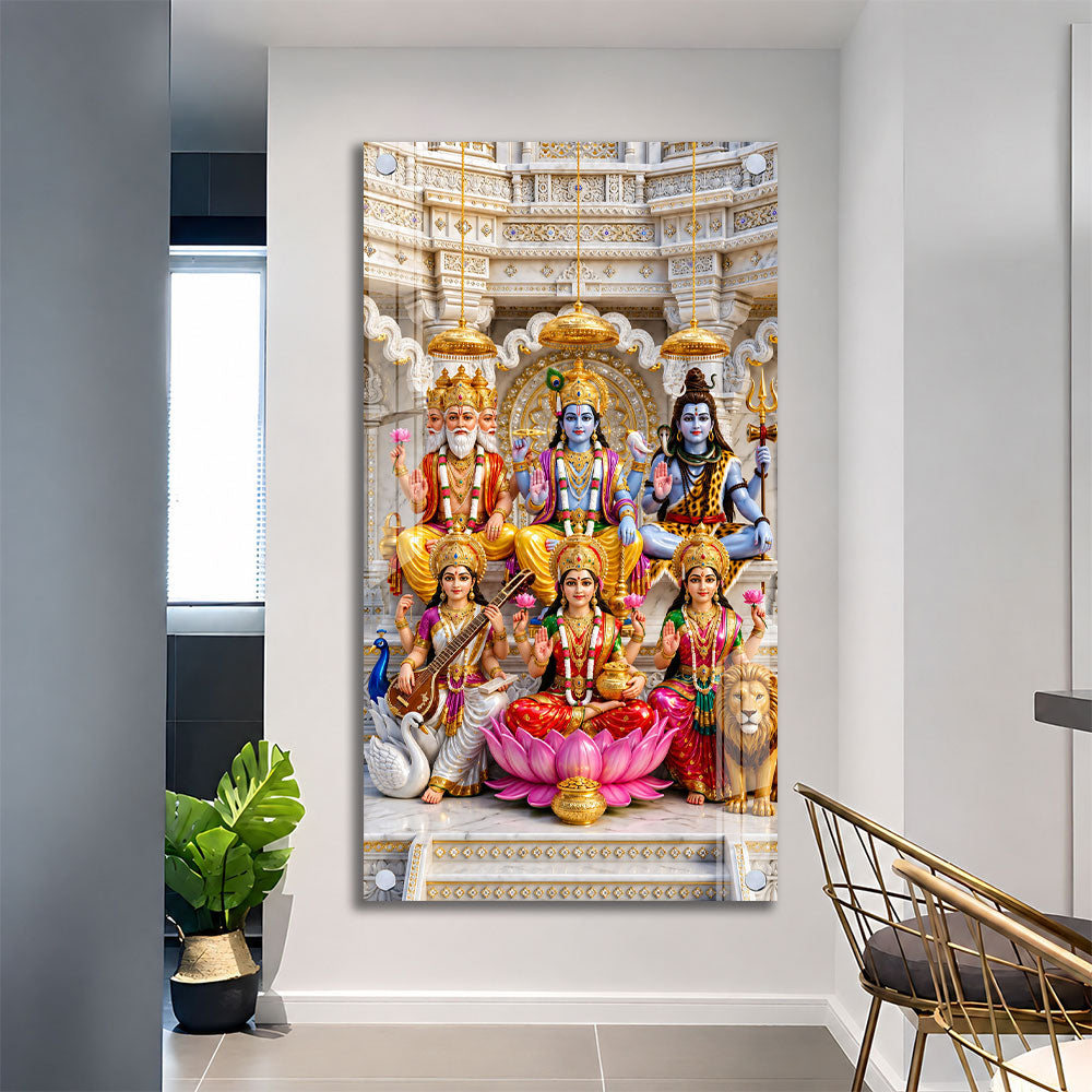 Divine Hindu Deities Premium Acrylic Wall Painting for Home and Office Decor