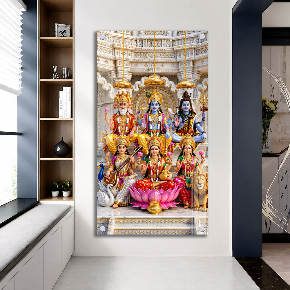 Divine Hindu Deities Premium Acrylic Wall Painting for Home and Office Decor