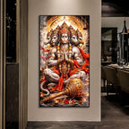 Hindu God Five Faced Hanuman Ji Acrylic Painting for Living Room Home Decor