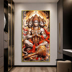 Hindu God Five Faced Hanuman Ji Acrylic Painting for Living Room Home Decor