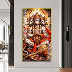 Hindu God Five Faced Hanuman Ji Acrylic Painting for Living Room Home Decor